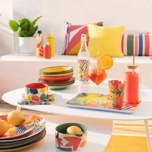 Neuve avec étiquette Maisons Du Monde Verre à Spritz En Verre Imprimé Orange – Lot De 6 11